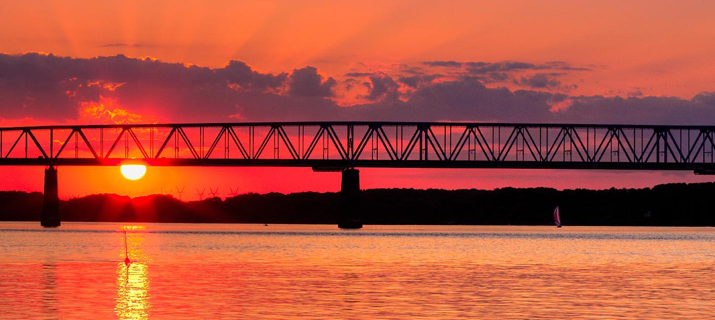 The Bridge in Fredericia at Sunset