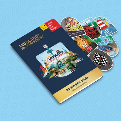 Få et gratis Be Happy Pass, når du overnatter hos en preferred partner i LEGOLAND® Billund Resort Danmark. Tag på skattejagt efter Adventure Badges hos området topattraktioner for børnefamilier. Her er det badges fra Kongernes Jelling, Mark, SlotssøBadet, GIVSKUD ZOO, Lalandia og RaceSyd.