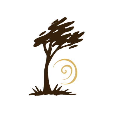 Small Wonders logo med sort træsilhuet og gylden spiral.