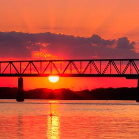 The Bridge in Fredericia at Sunset